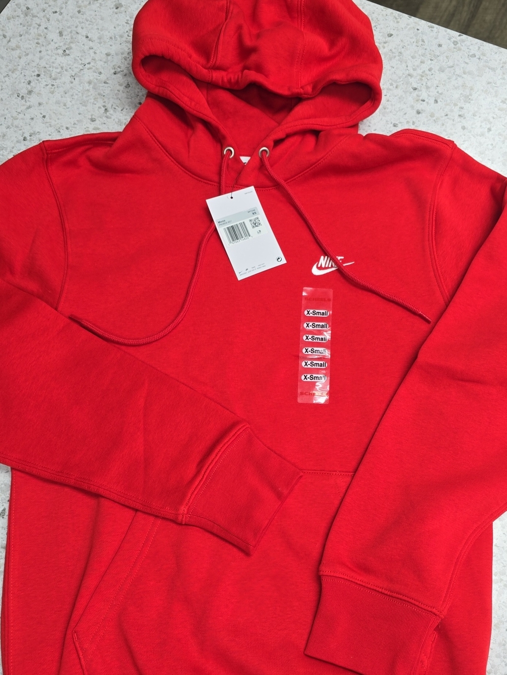 Nike Red Pullover Hoodie with White Swoosh - Picture 1 of 4